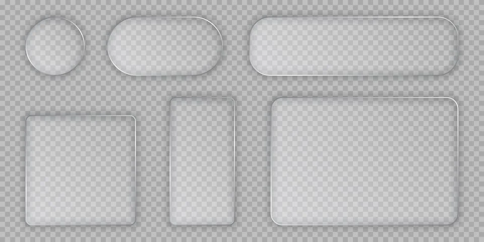 Liquid glass vector frames set collection in glassmorphism style. Rectangul.. Stock Illustration