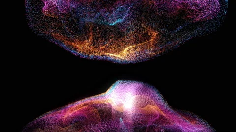 Liquid glowing multicolor neon dust. Fluid animation. Stock Footage 112364686