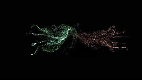 Liquid glowing multicolor neon dust. Fluid animation. Stock Footage 218276816