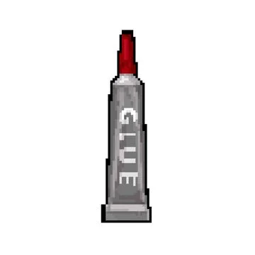 Liquid glue bottle pixel art vector illustration Stock Illustration