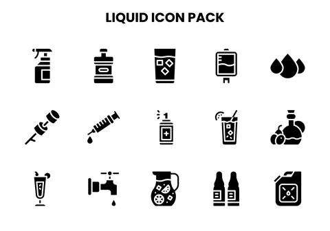 Liquid Glyph Design Icons Pack Stock Illustration