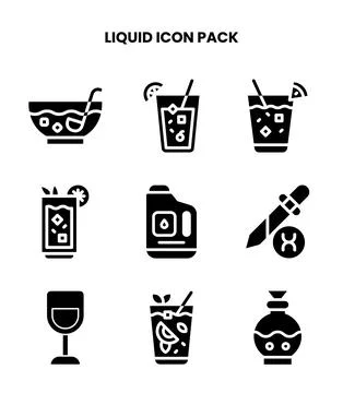 Liquid Glyph Vector Icons Pack Stock Illustration