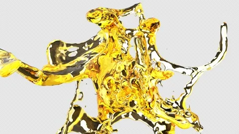 Liquid gold, Beer liquid Orange juice splash  Transparent Background. Stock Footage 228535765