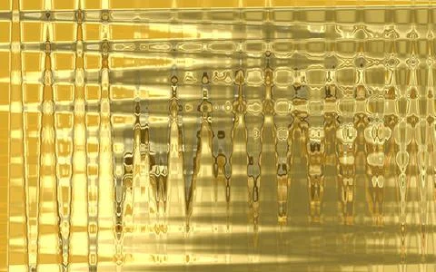 Liquid gold flows down. Gold shimmers in the light. Stock Illustration