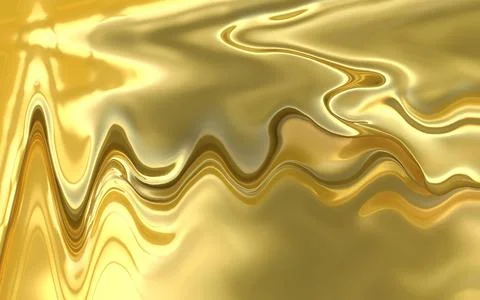 Liquid gold flows down. Gold shimmers in the light.  Stock Illustration