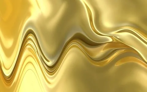 Liquid gold flows down. Gold shimmers in the light.  Illustrazione stock