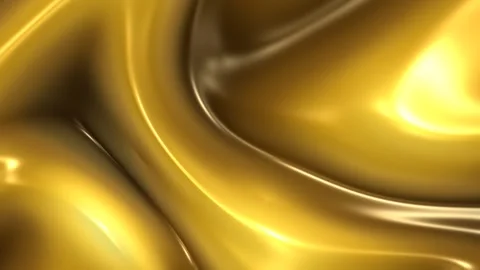 Liquid gold metallic waves flowing in a smooth abstract motion. 4K Video stock 345111412