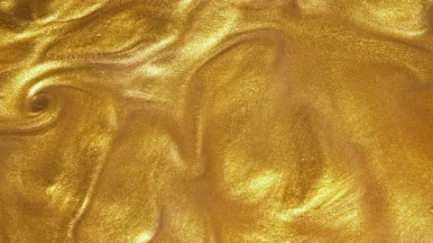 Liquid gold motion organic background. Shine glitter fluid metallic yellow color Stock-Footage 166905409