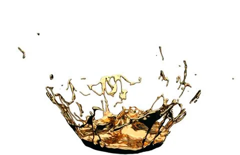 Liquid gold or oil splashes isolated on white Stock Photos