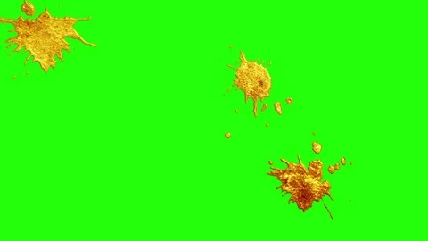 Liquid gold paint splatter transition on chroma key green screen \ new quality Stock Footage