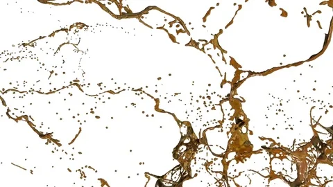 Liquid gold splash in air filmed in slow motion with alpha channel use for alpha Stock Footage