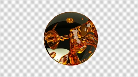 Liquid Gold Splash Ball, Alpha Channel. Stock Footage 164460696