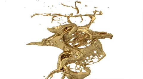 Liquid gold splash in slow motion, on white (FULL HD) Video stock 50222835