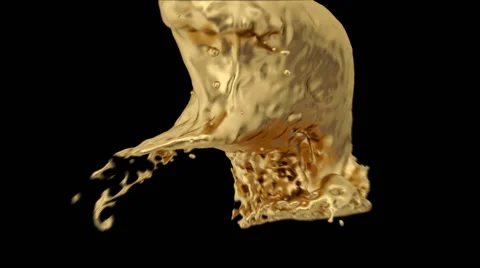 Liquid gold splashes in abstract motion into the screen (FULL HD) Video stock 41786856
