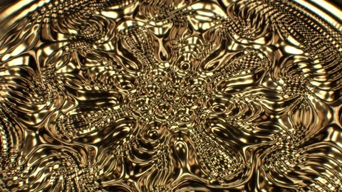 Liquid Gold Waves on Abstract Shiny Metallic Fluid Surface Flow Stock Footage 145000070