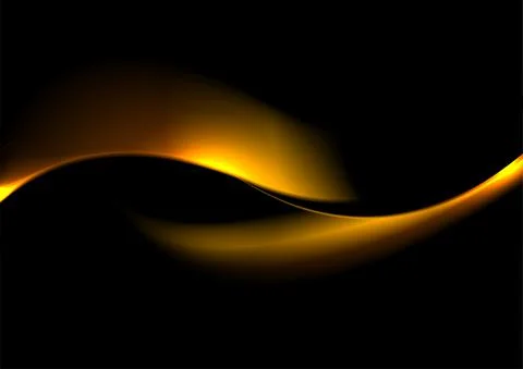 Liquid golden waves on black background Illustrazione stock