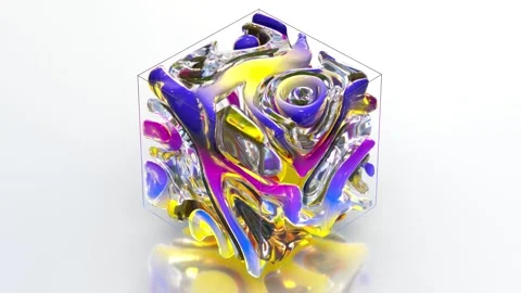 Liquid Gradient Glass Cube Stock Footage 309452568