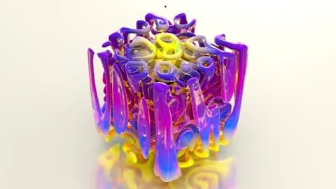 Liquid Gradient Morphing Cube 4K Stock Footage 305942812