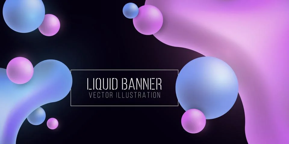 Liquid gradient shapes on a dark background. Futuristic banner. Fluid concept Stock Illustration