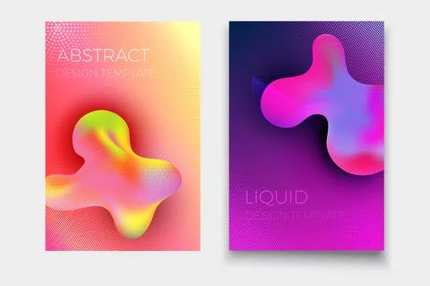 Liquid gradient shapes design template. Banner or brochure vector mockup. Stock Illustration
