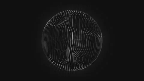 Liquid graphic sphere white line on Black Background. Abstract Particle Vídeo Stock 341353092