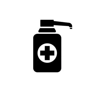 Liquid Hand Soap Bottle, Shampoo Foam Solid Flat Vector Icon Isolated on Whit Stock Illustration