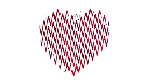 Liquid heart animation with modern red waves on the white background Stock Footage 130849775