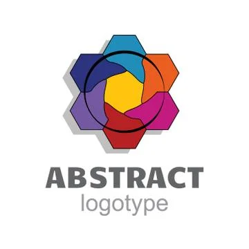 Liquid hexagons in a circle - abstract logotype design Stock Illustration