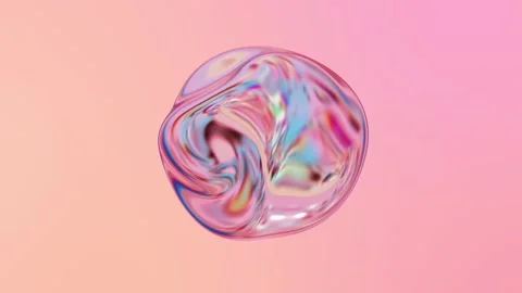 Liquid with a holographic sphere surface. Abstract ball in pink yellow colors Stock Footage 270231270