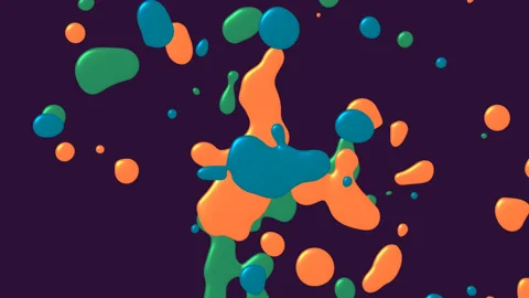 Liquid Ink Bubbles Flowing Paint Splash Background Animation Cartoon Style Stock Footage 88675815