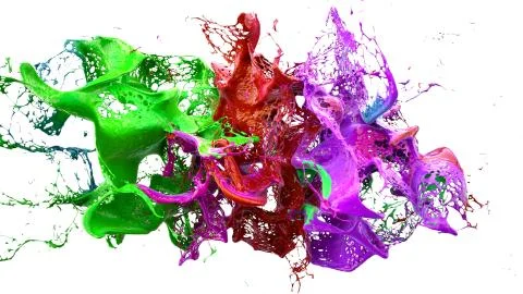 Liquid ink colourful eplosion. 3d illustration Stock Illustration