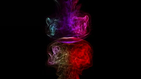 Liquid ink isolated on black background in Slow. Colored ink cloud mixing. Stock Footage 243717669