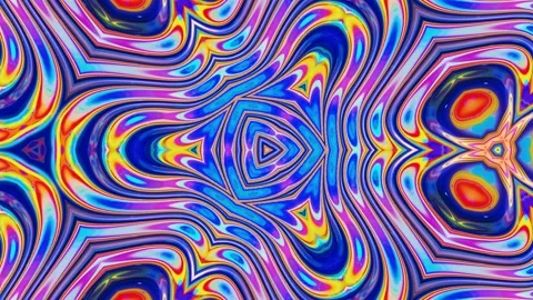 Liquid iridescent symmetrical pattern like kaleidoscope with waves. 3D stylish Stock Footage 137465359