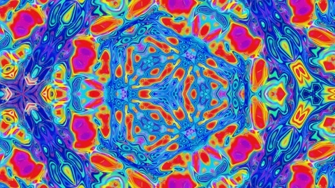 Liquid iridescent symmetrical pattern like kaleidoscope with waves. 3D stylish Stock Footage 137465368