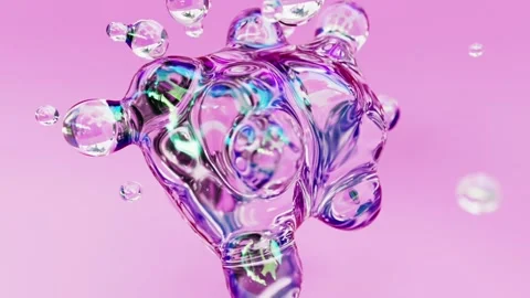 Liquid iridescent transparent clean soapy animated metaball or floating spheres Stock Footage 160727199