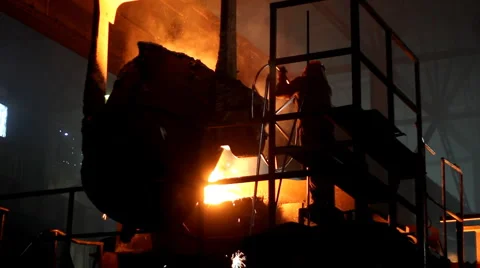 Liquid Iron in the Foundry Stock Footage 1058778