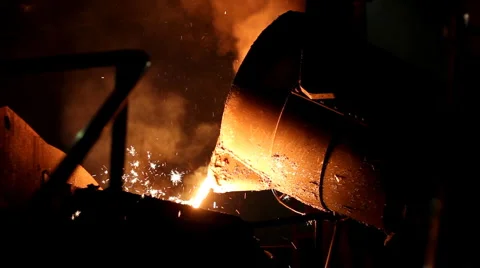 Liquid Iron in the Foundry Stock Footage 1058810