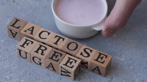 Liquid lactose free yogurt, a useful food for digestive health. Lactose free yog Stock Footage 333910768