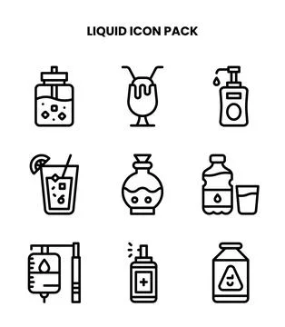 Liquid Line Design Icons Pack 스톡 일러스트