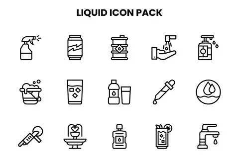 Liquid Line Vector Icons Pack Stock Illustration