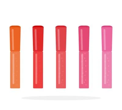 Liquid lipstick of different colors vector flat material design isolated object Stock Illustration