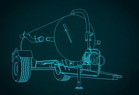 Liquid manure spreader sketch Stock Illustration