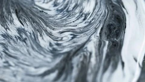 Liquid marble drip mixed ink layers black white Video stock 278177123
