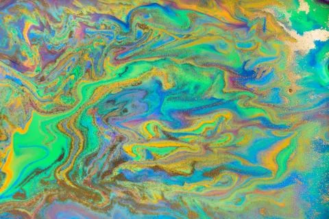 Liquid marble pattern. Fluorescent bright background. Stock Illustration