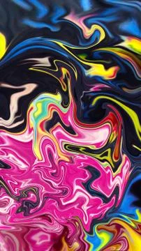 The liquid marble texture has blue, green, yellow and pink colors. Stock Illustration