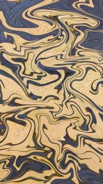 The liquid marble texture has blue, yellow and black colors. Stock Illustration