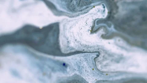 Liquid marble texture ink spill gray white paint Video stock 287531958