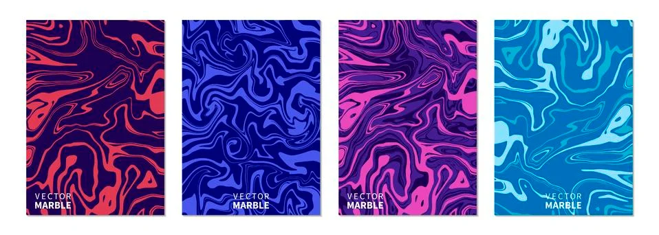 Liquid marble texture. Vertical banners set with abstract background. Dynamic Illustrazione stock