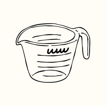 A liquid measuring cup or pitcher with volume markings and a handle is Illustration