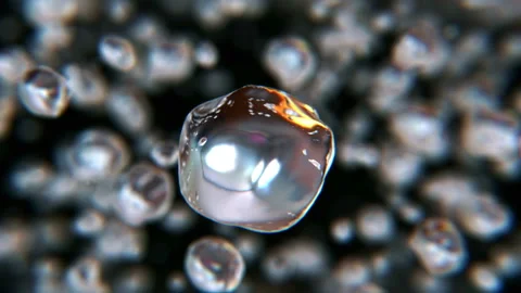Liquid metal drops jumping in slow motion 4K Stock Footage 149616243
